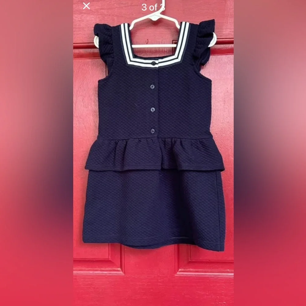 Janie and Jack Girls Dress Size 4 navy blue nautical preppy